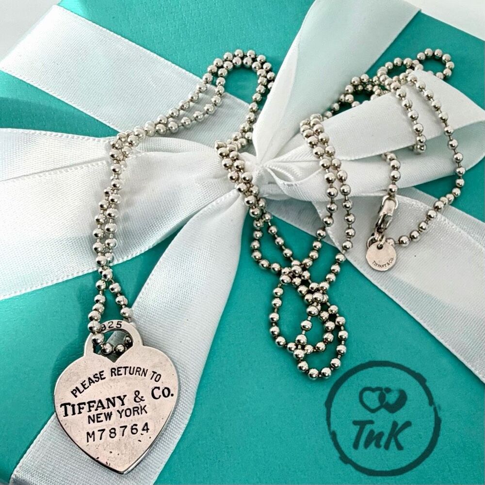 Tiffany & Co. Beaded 34” Chain Return to Tiffany Heart Tag Necklace in Silver - Picture 5 of 9